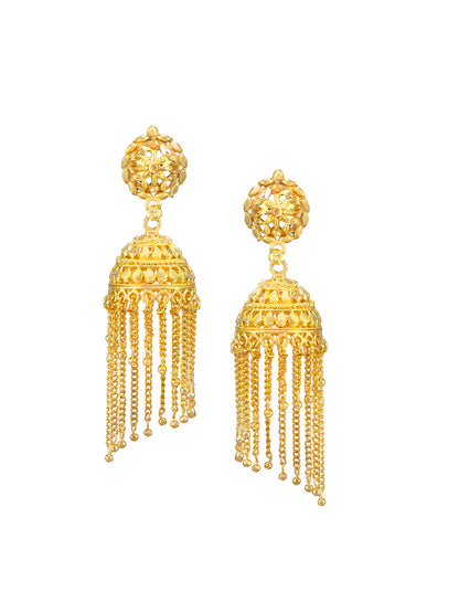 Gold Plated Floral Grander Jhumka Earrings