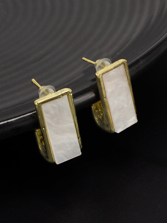 Gold Plated White Stud Earrings