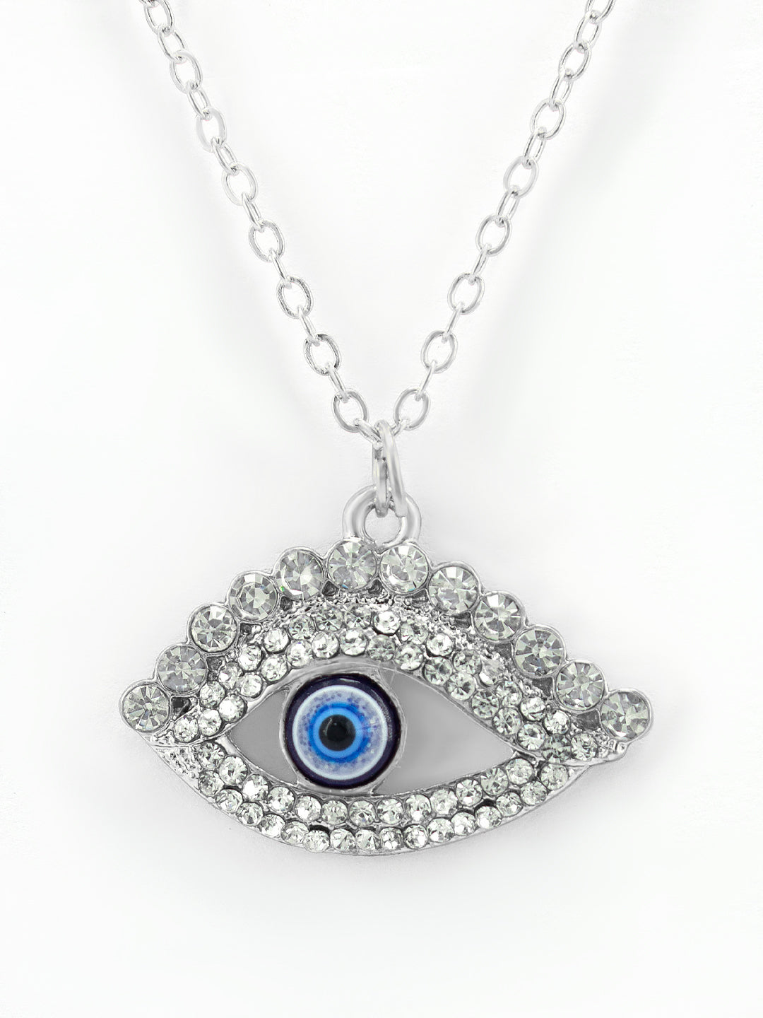 Silver Evil Eye Pendant with Chain