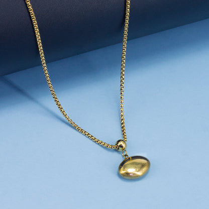 Anti Tarnish Oval Chain Necklace | Trendy Gold Plated Stainless Steel Oval Pendant Style Chain Necklace
