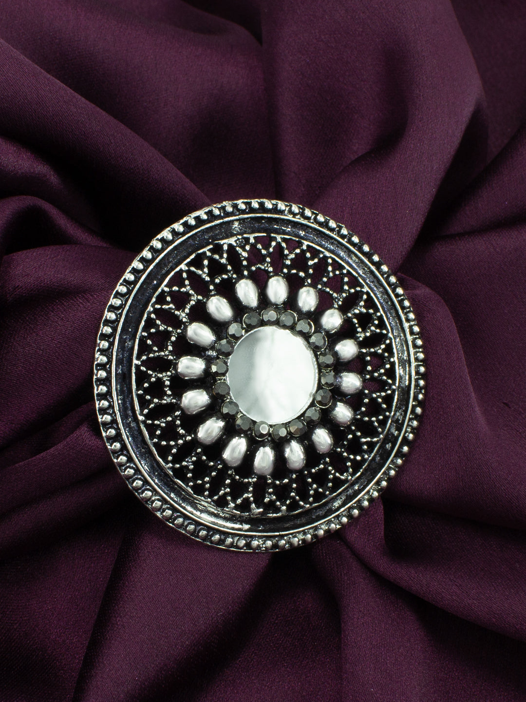 Oxidized Mirror Adjustable Ring
