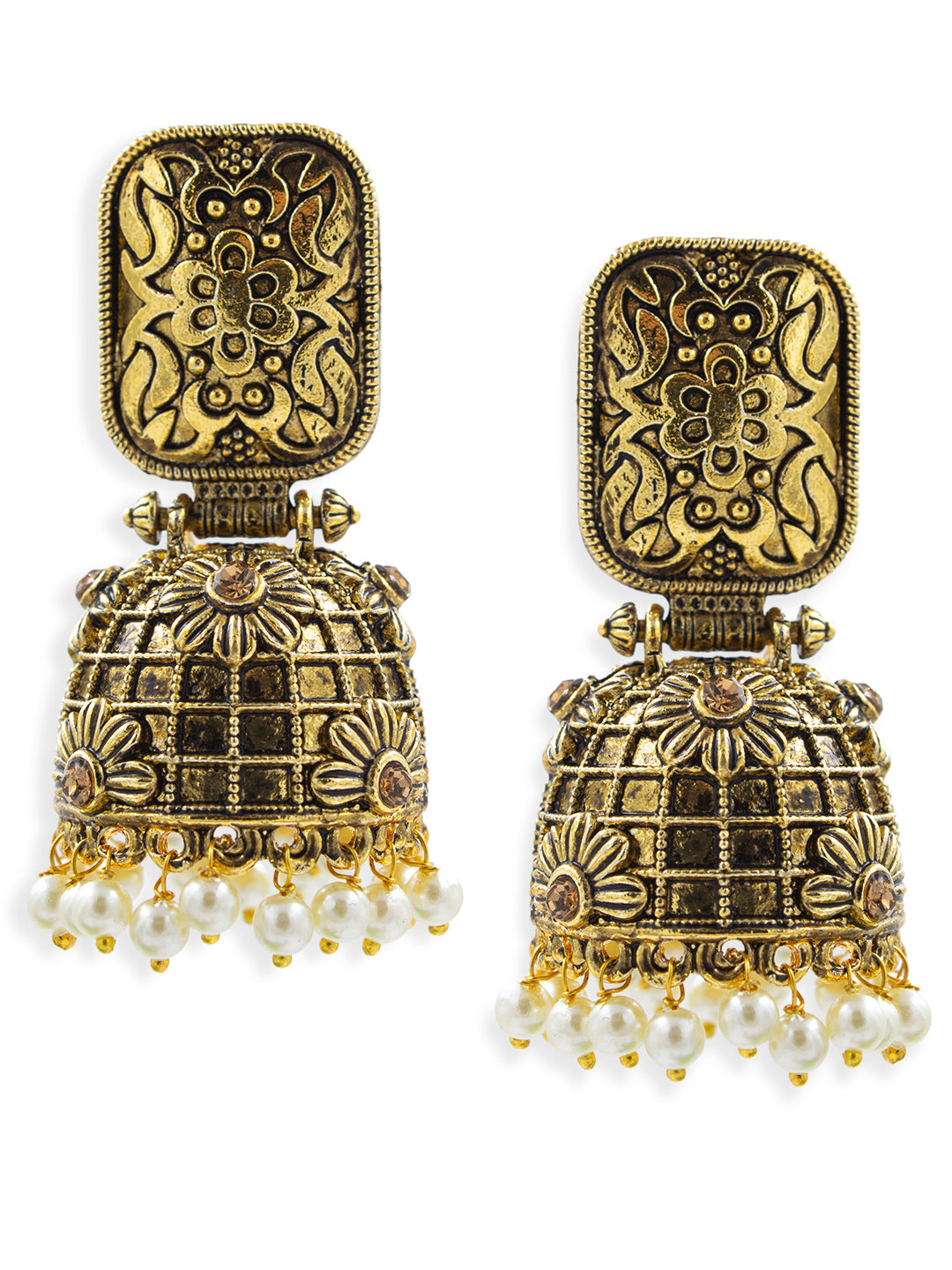 Floral Beads Drop Jhumka Earrings