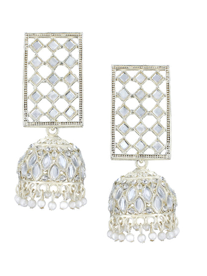 Rectangular Beads Drop Jhumka Earrings