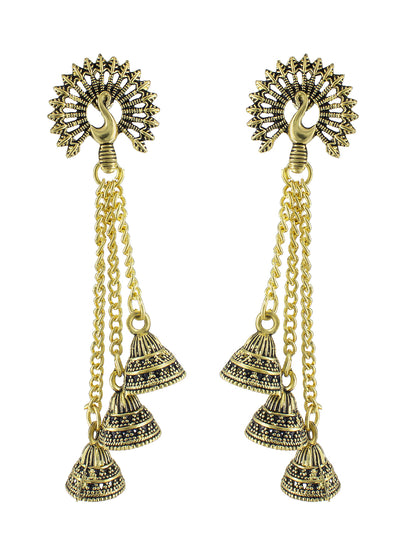 Peacock Multi layered Jhumka Earrings