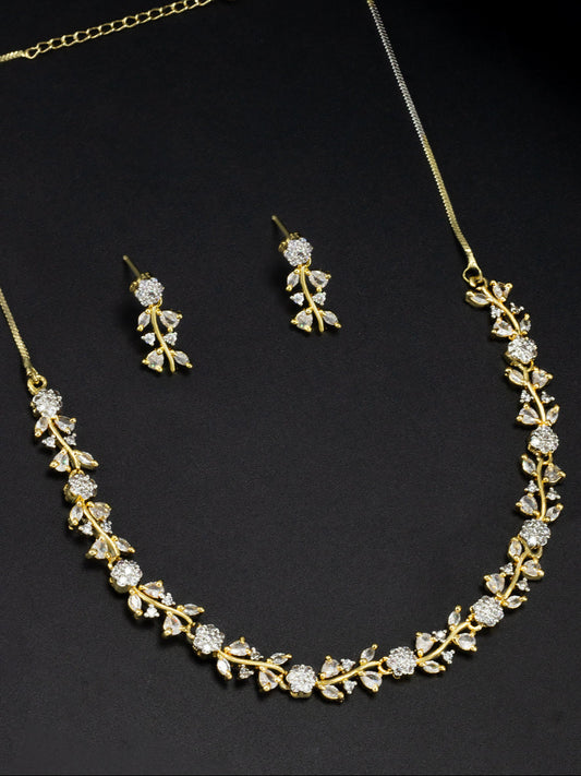 Golden Floral AD Jewellery Set