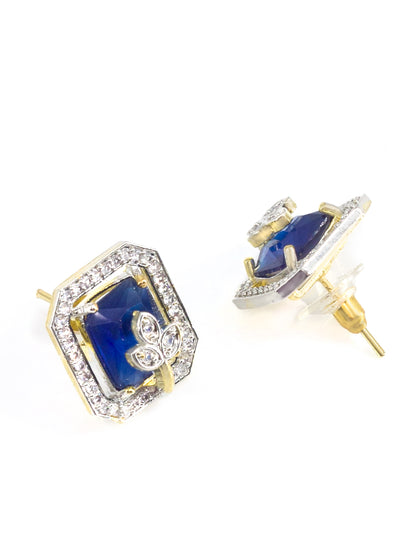 Blue Floral AD-Studded Pendant Set