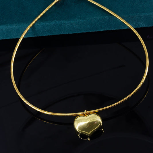 Stainless Steel Heart Hasli Choker Necklace