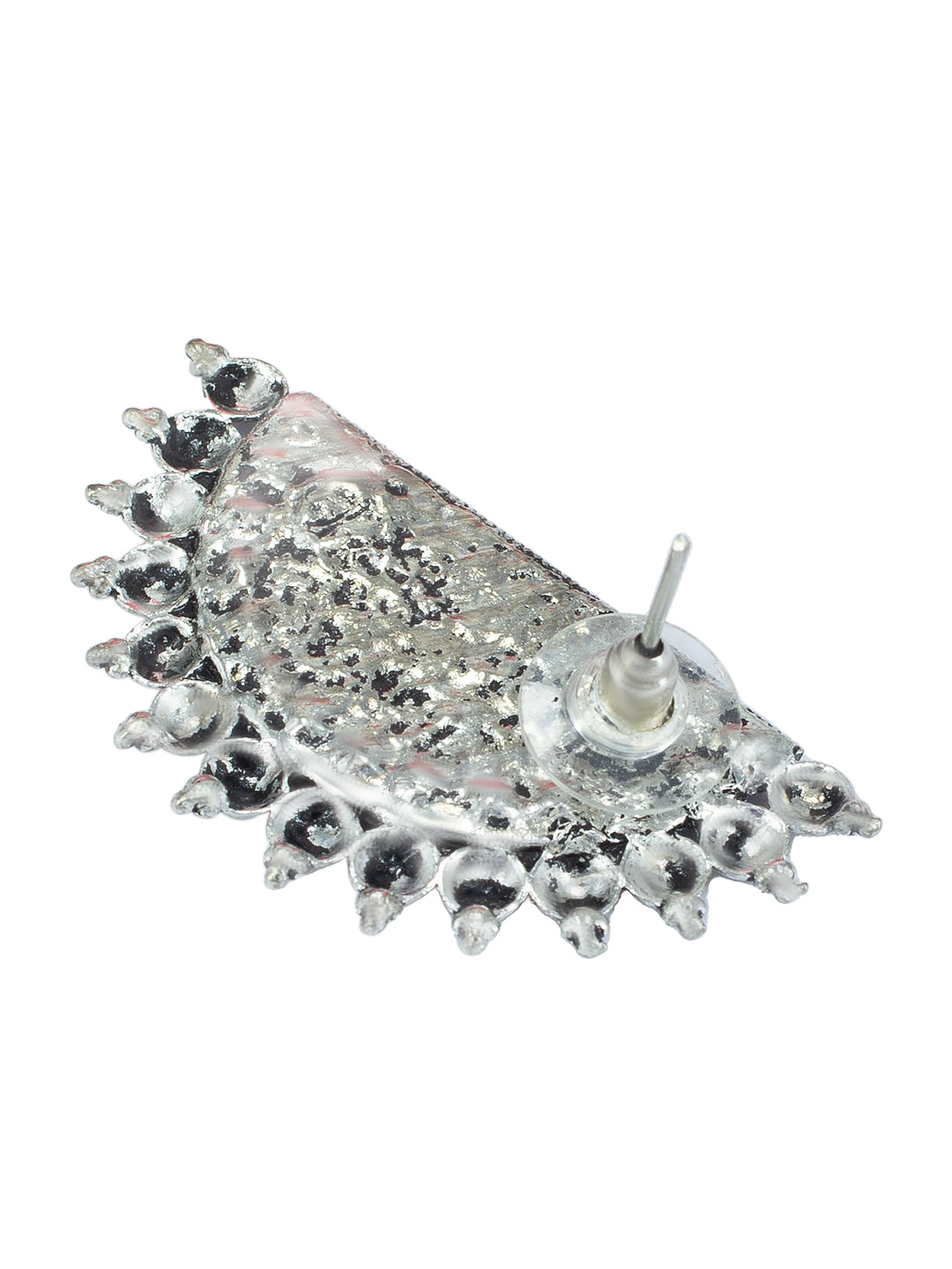 Oxidized Half Circular Stud Earrings
