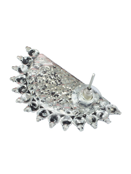 Oxidized Half Circular Stud Earrings
