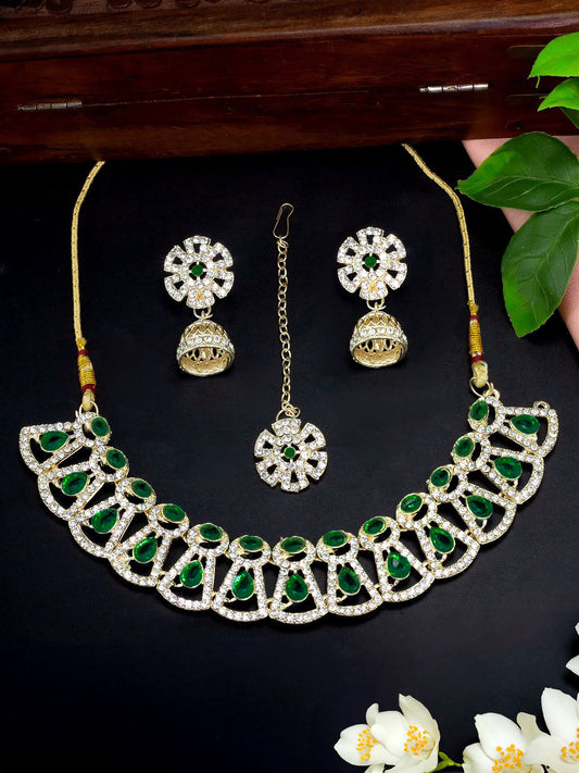 Green Floral Jewellery Set