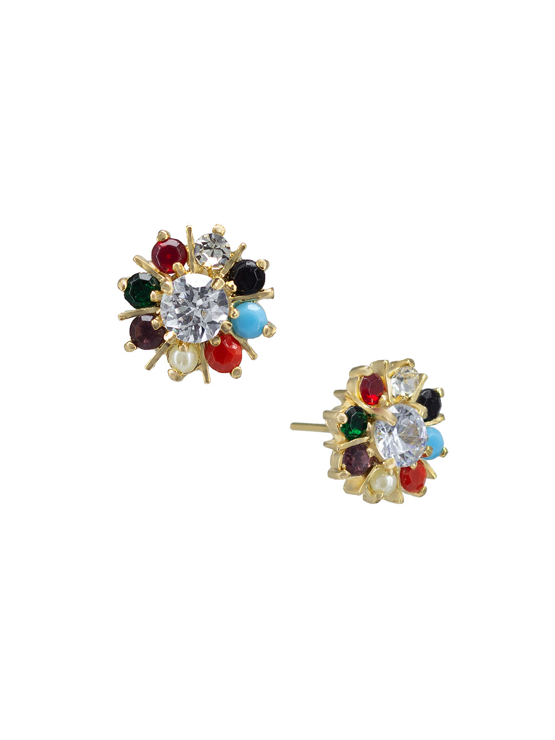 Navratan Floral American Diamond Earrings
