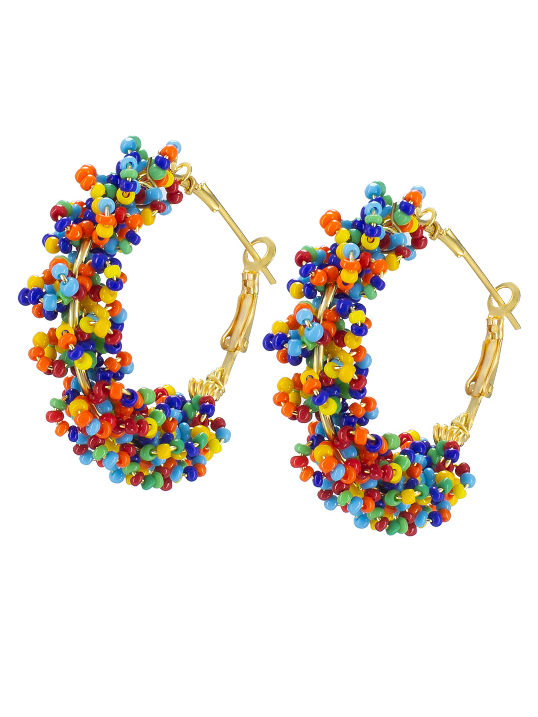 Multicolor Beads Hoop Earrings