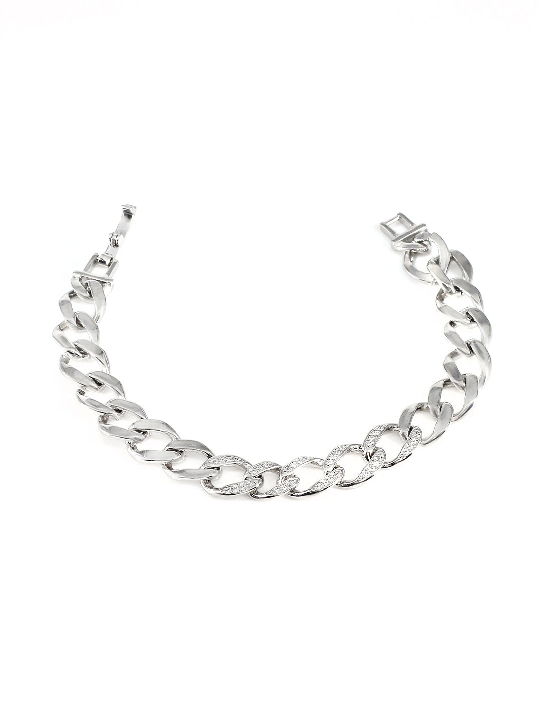 Stainless Steel Anti Tarnish American Diamond Link Chain Bracelet