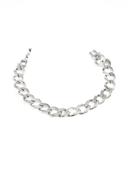 Stainless Steel Anti Tarnish American Diamond Link Chain Bracelet