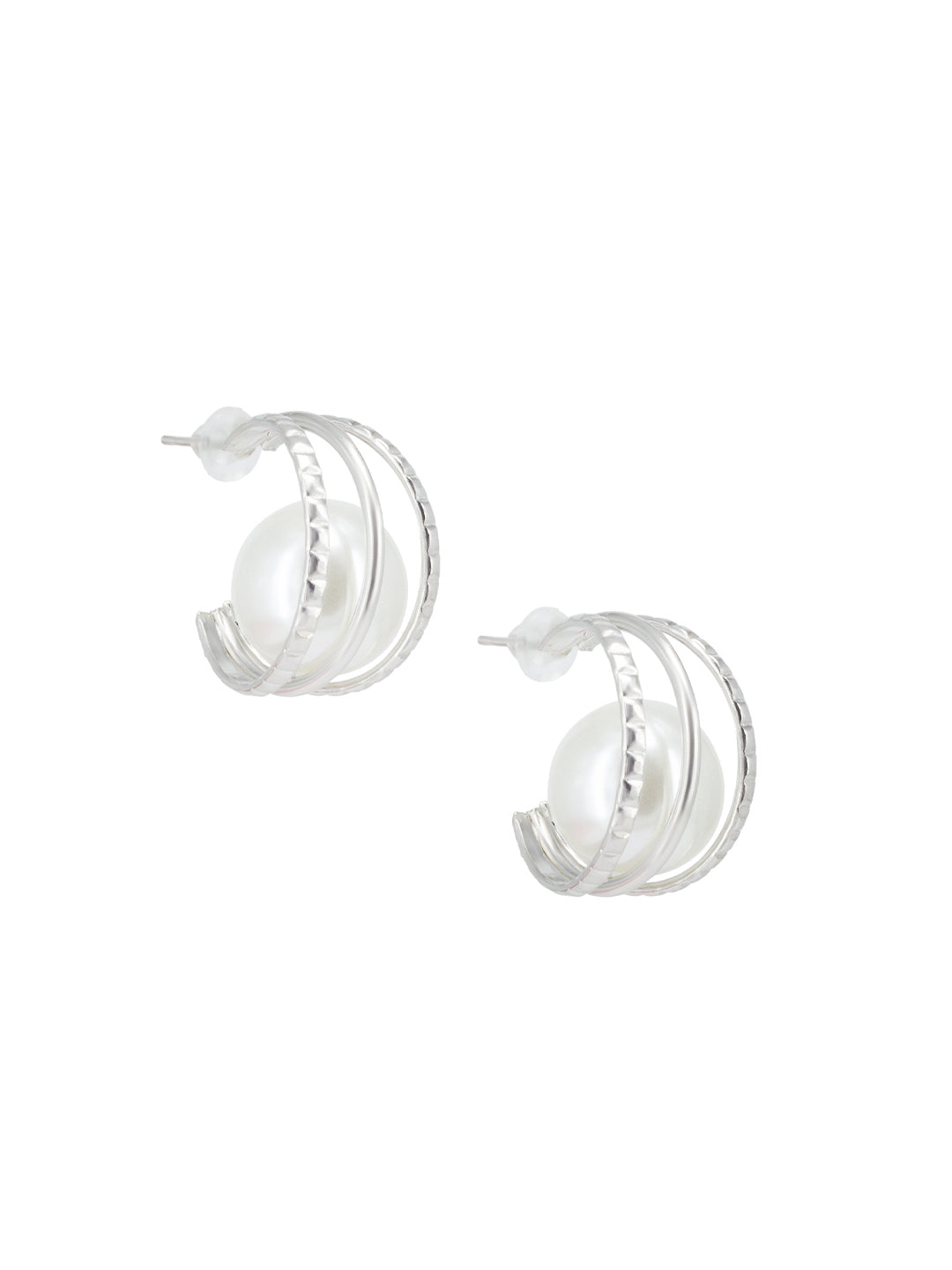 Pearl Half Hoop Earrings