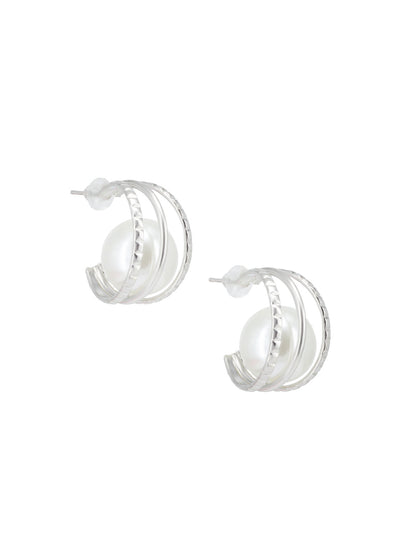 Pearl Half Hoop Earrings