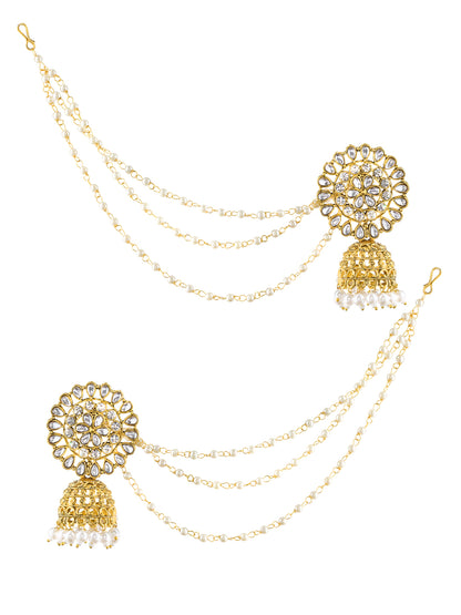 Floral Jhumka Earrings With Chain