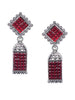 Red Square Drop Earrings