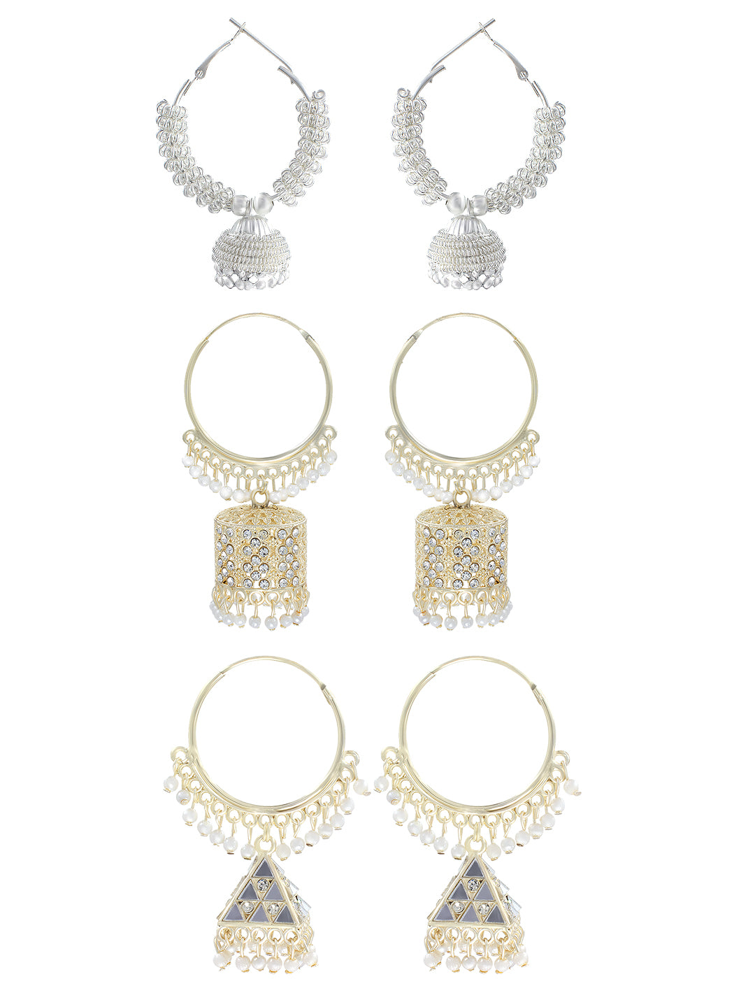 Pack of 3 Hoop Jhumka Earrings