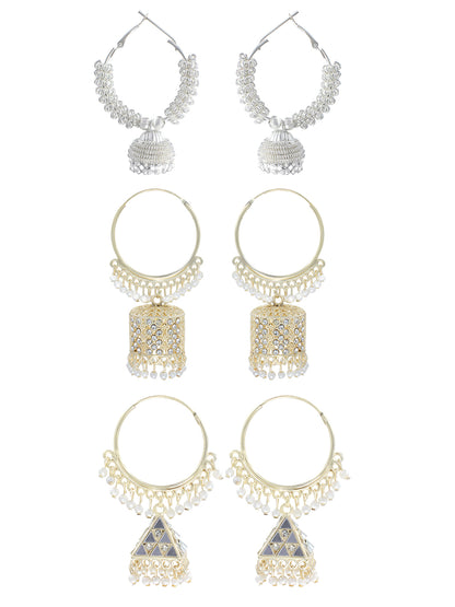 Pack of 3 Hoop Jhumka Earrings