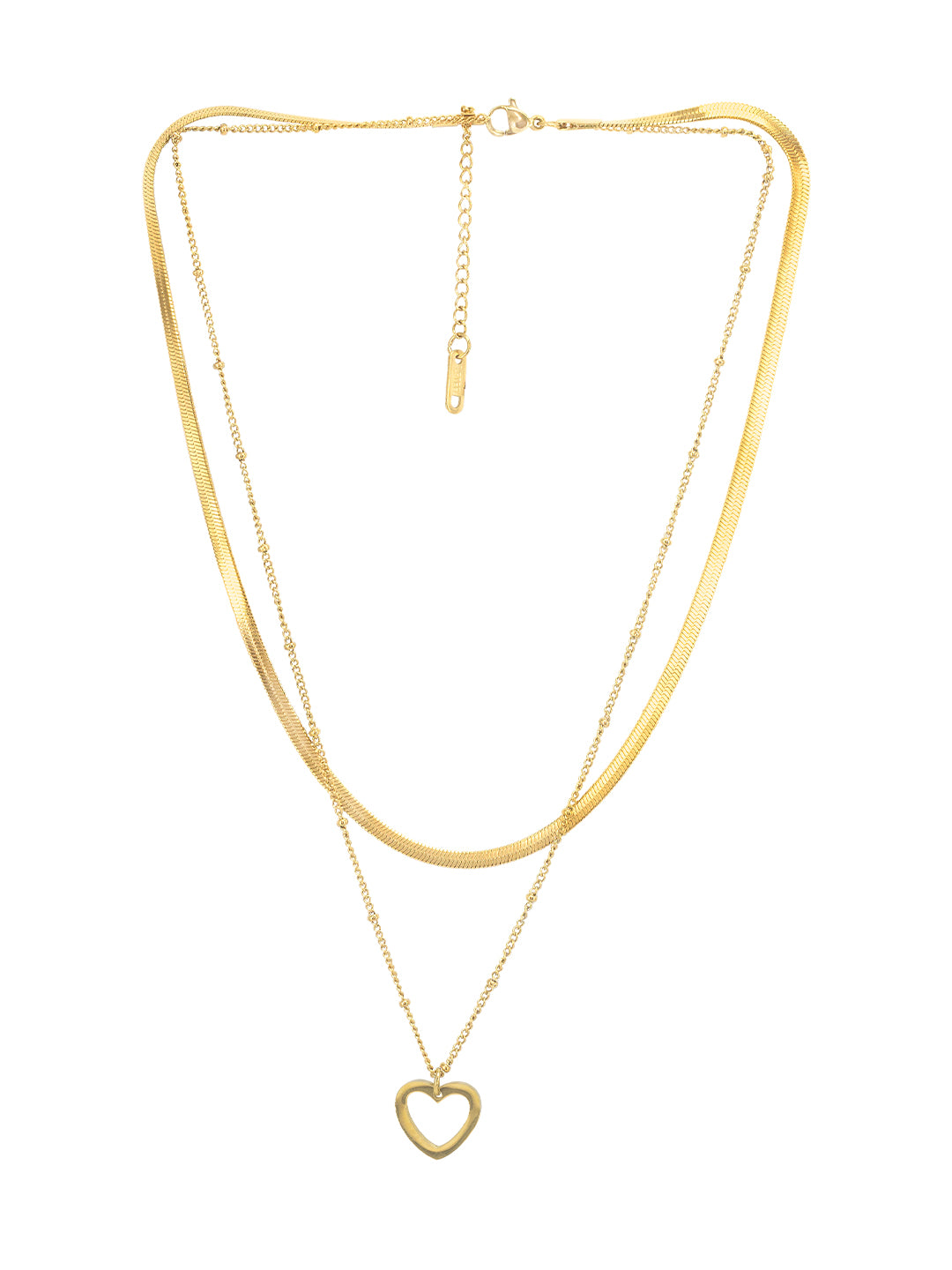 Double Layered Heart Stainless Steel Chain Necklace