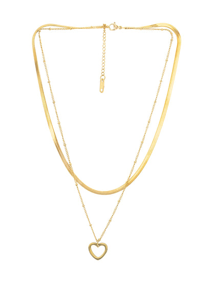 Double Layered Heart Stainless Steel Chain Necklace