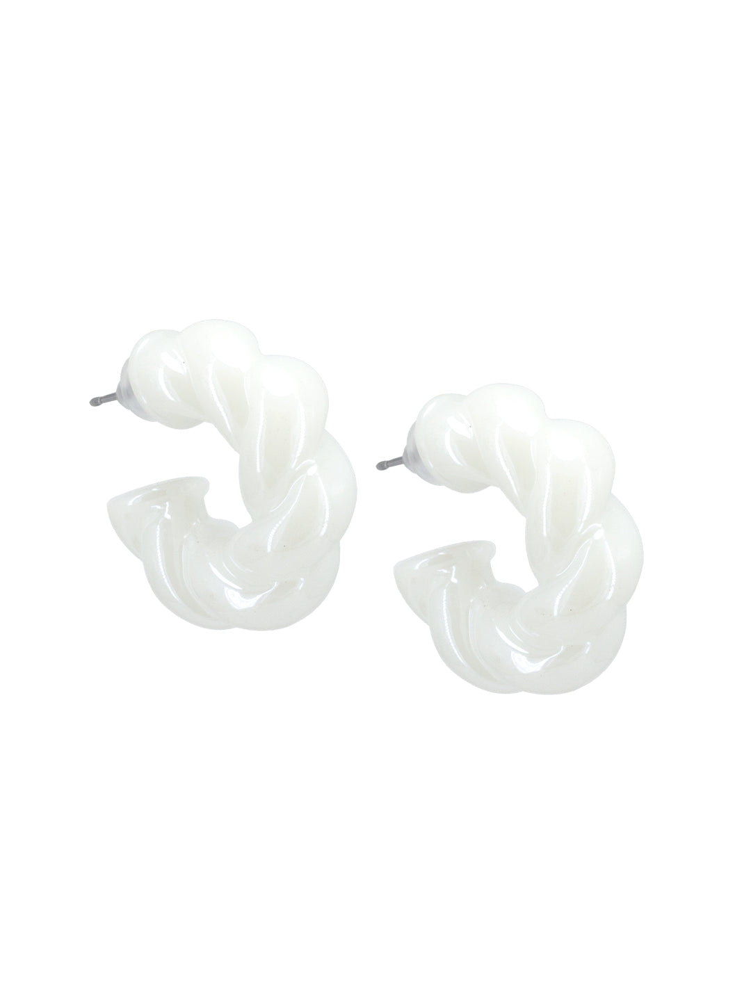 White Half Hoop Earrings