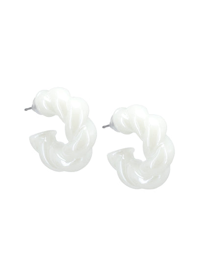 White Half Hoop Earrings