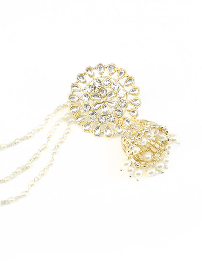Floral Jhumka Earrings With Chain