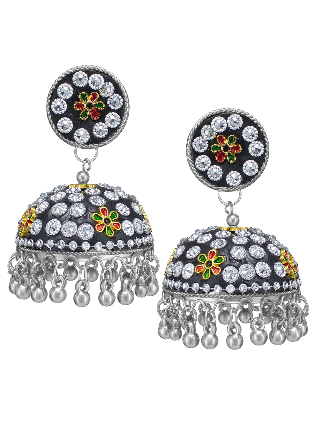 Black & Yellow Beads Drop Jhumka Earrings