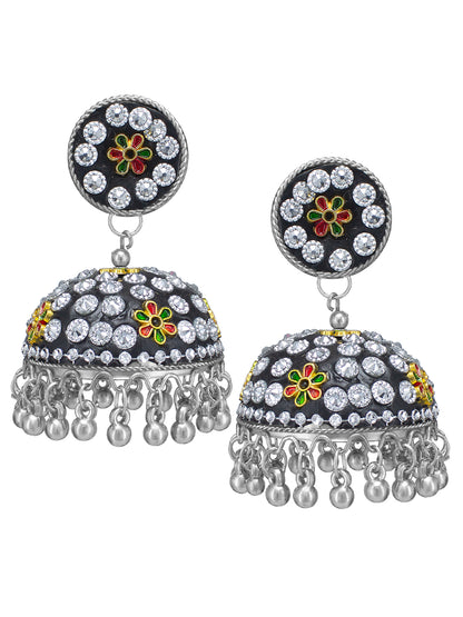 Black & Yellow Beads Drop Jhumka Earrings
