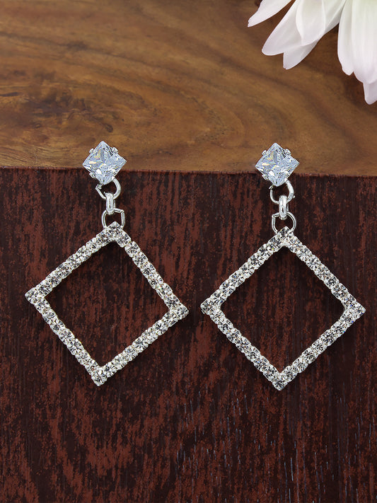 Rhinestone Square Drop Earrings