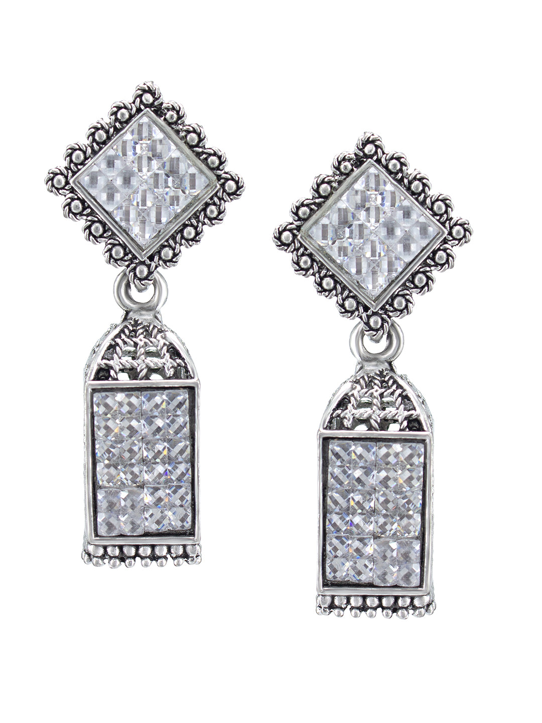 White Square Drop Earrings