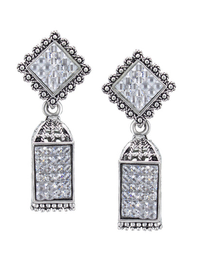 White Square Drop Earrings