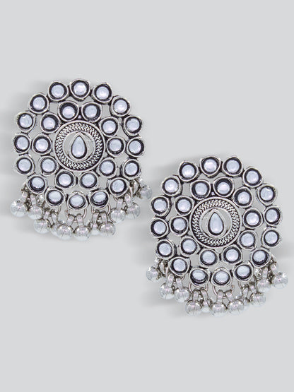Stone & Beads Drop Stud Earring