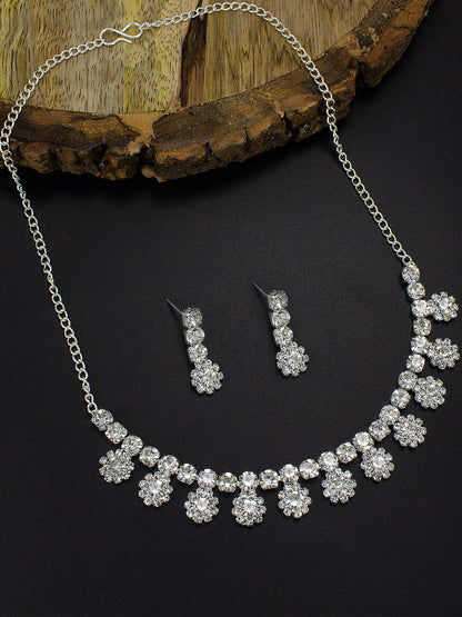 Floral CZ Stones Jewellery Set