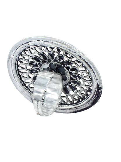 Oxidized Mirror Adjustable Ring