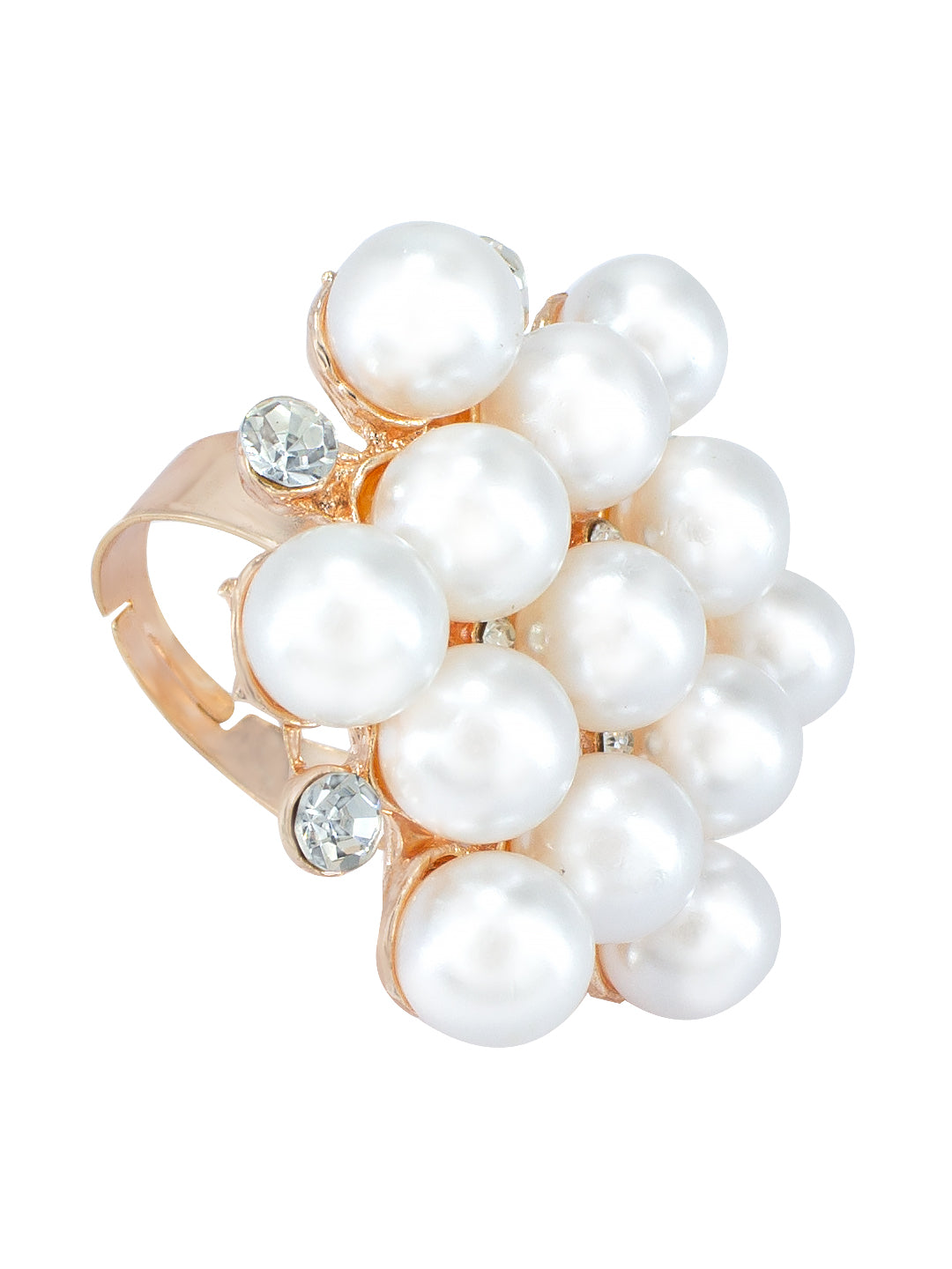 Faux Pearls Beads Adjustable Ring