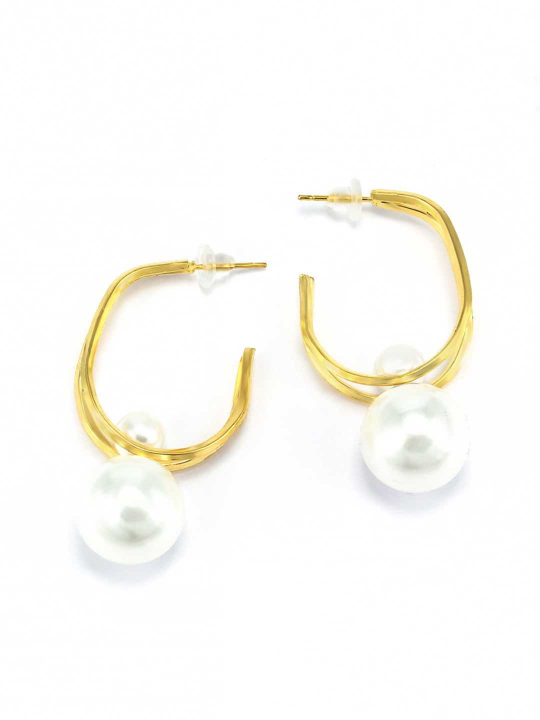 Pearl Half Hoop Earrings