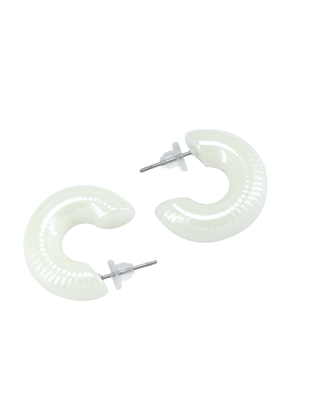 White Half Hoop Earrings