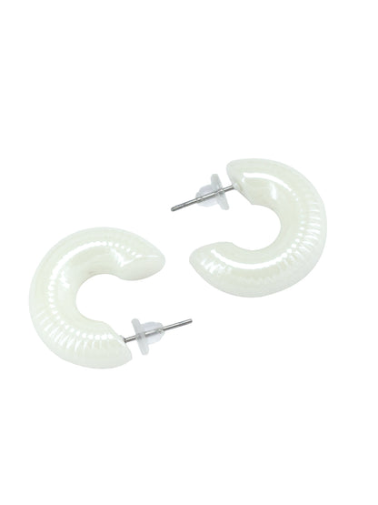 White Half Hoop Earrings