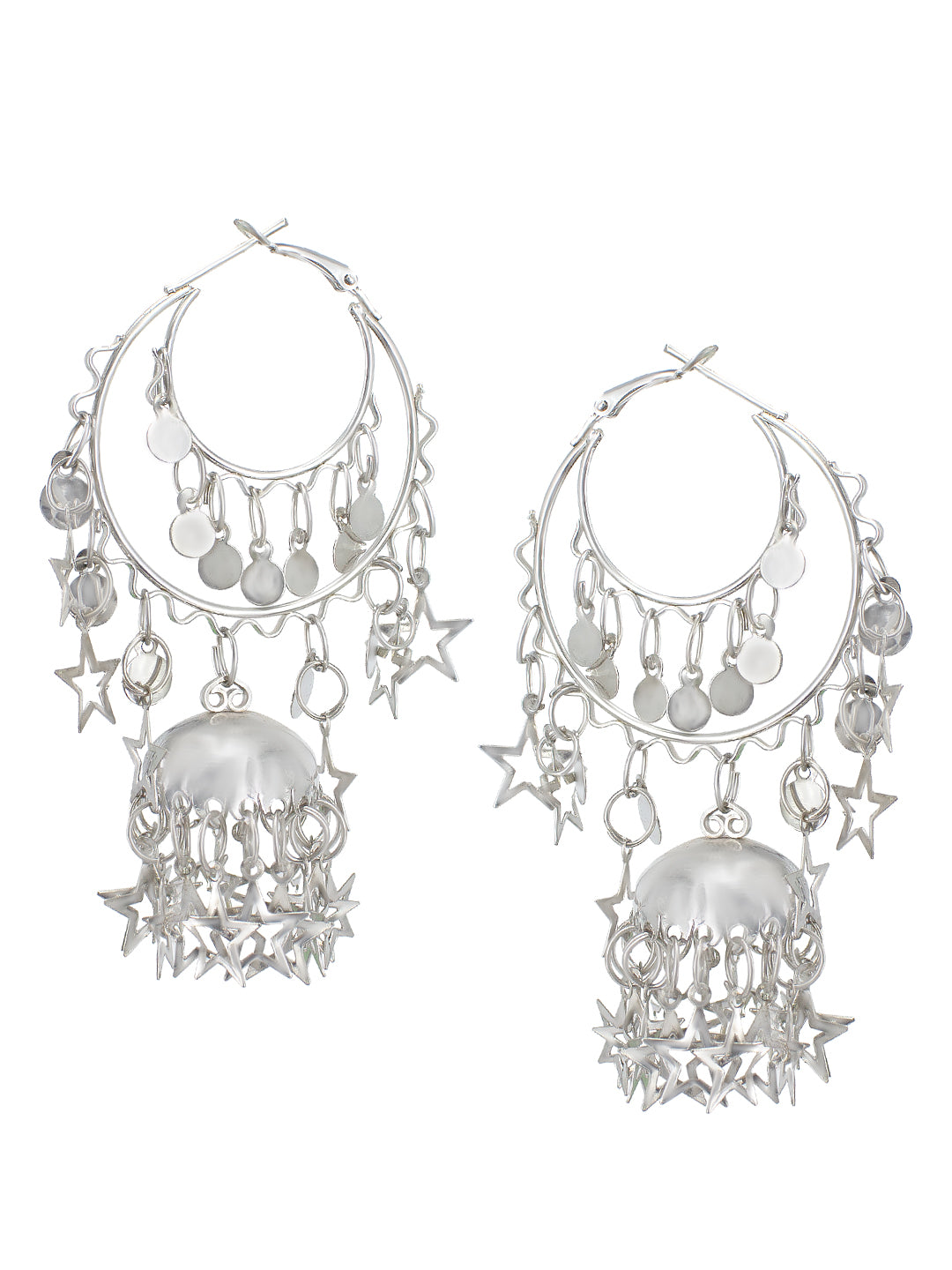 Oxidized Chandbaali Jhumka Star Drop Earrings