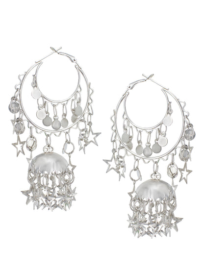 Oxidized Chandbaali Jhumka Star Drop Earrings