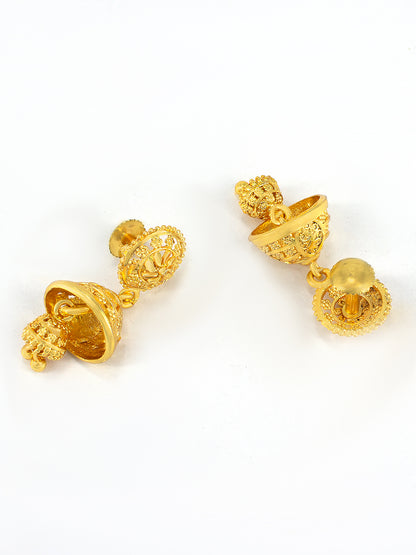 Gold Plated Floral Jhumka Earrings