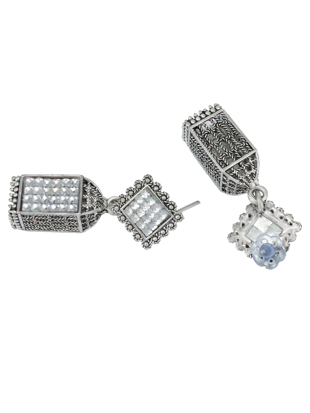 White Square Drop Earrings