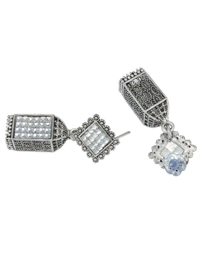 White Square Drop Earrings
