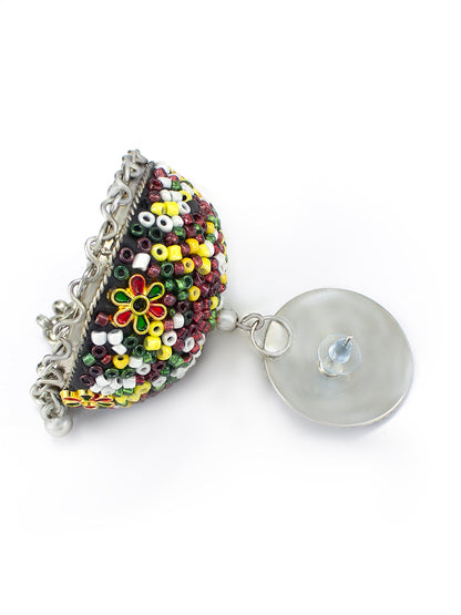 Black & Yellow Beads Drop Jhumka Earrings