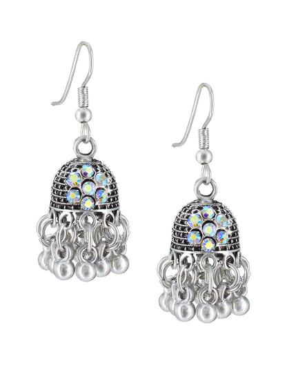 Oxidized Floral Jhumki Earrings