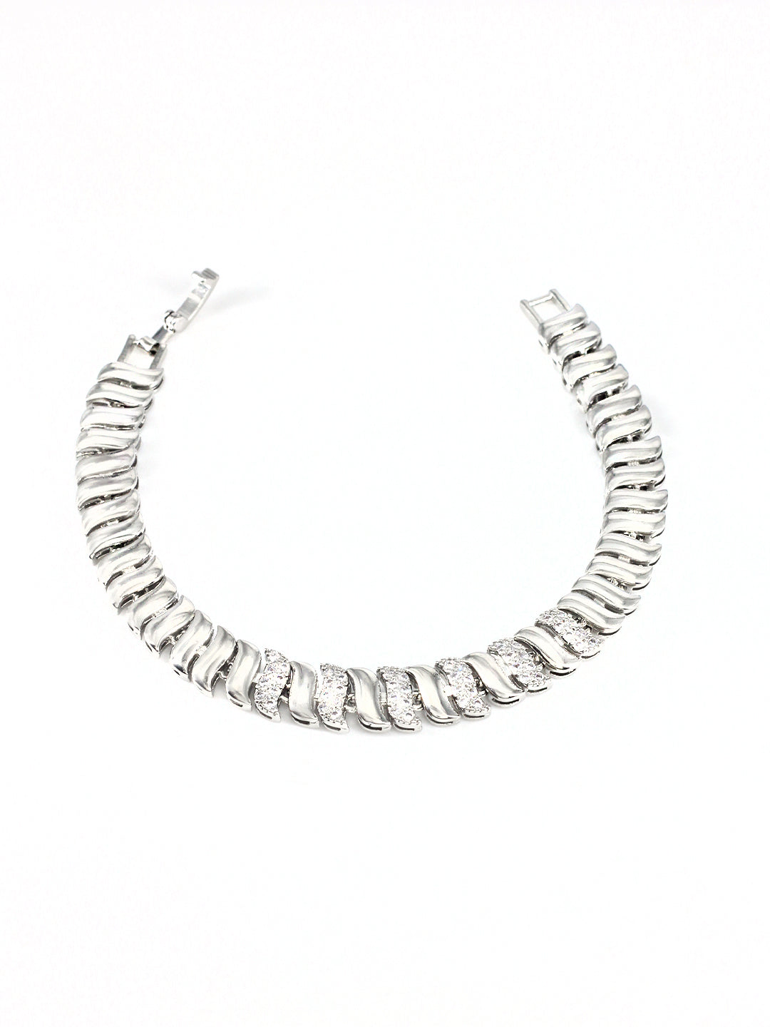 Stainless Steel Anti Tarnish American Diamond Link Chain Bracelet