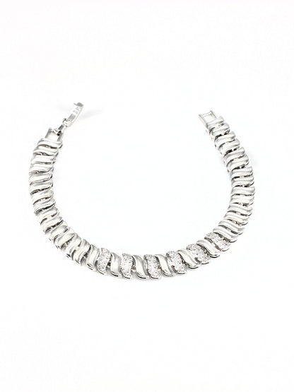 Stainless Steel Anti Tarnish American Diamond Link Chain Bracelet